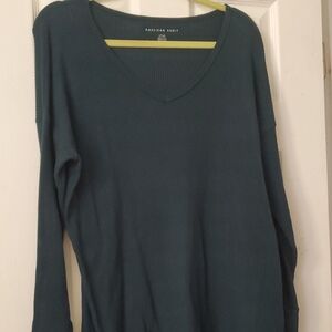 American Eagle Teal V-Neck Sweater
